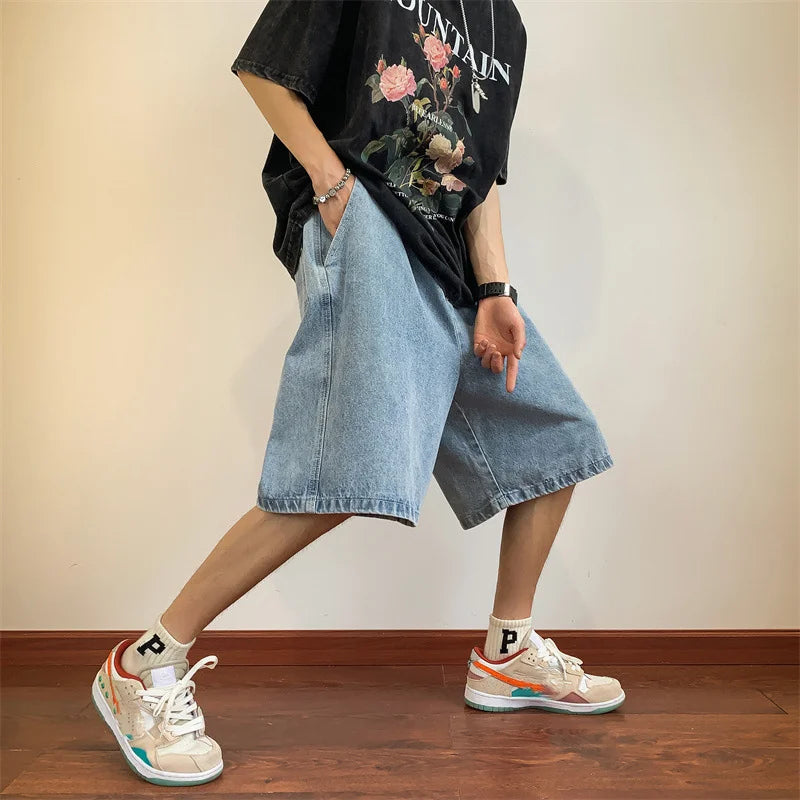Koreaanse retro baggy denim shorts jeans