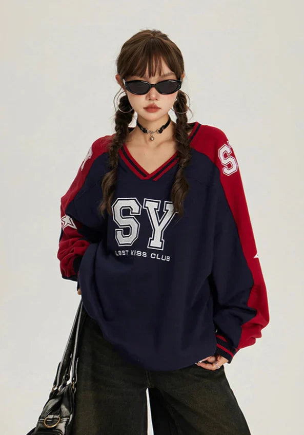 Vintage Cozy American Letter Print Sweatshirt