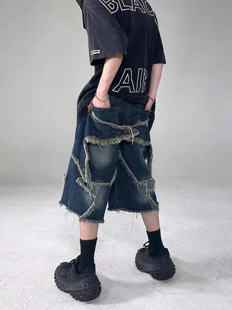 Jorts vintage à franges étoilées