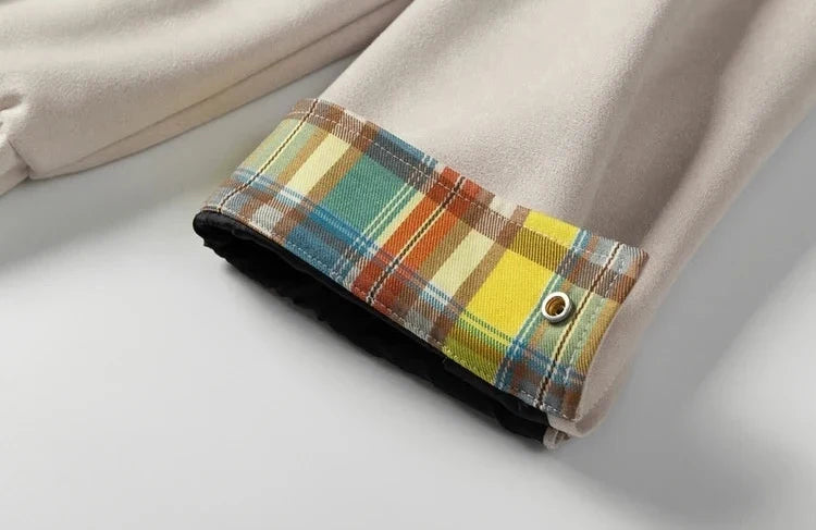 Trendy Fashionable Embroidered Suede Plaid Jacket