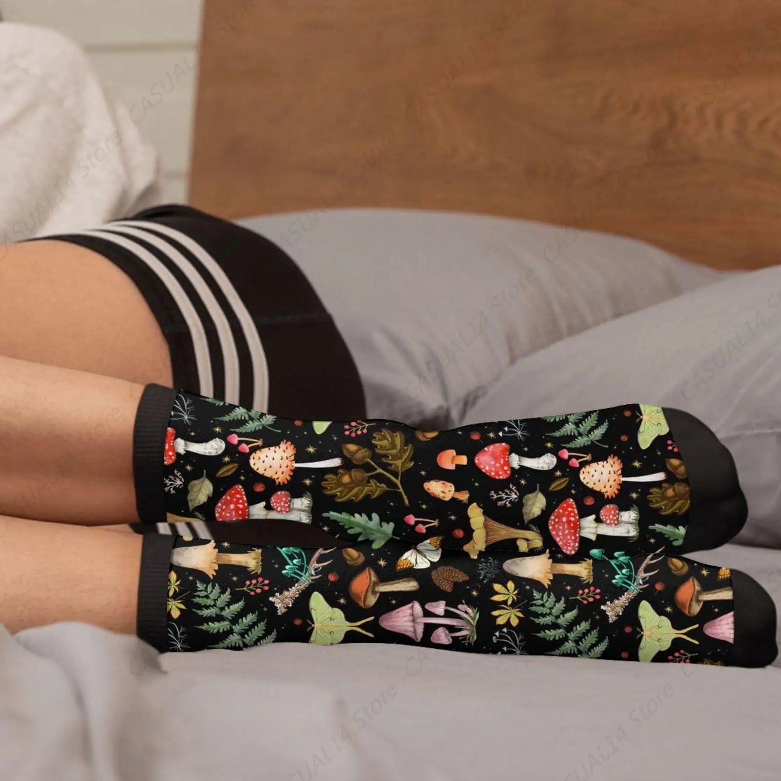 Funny Novelty Mushroom Crew School Socks