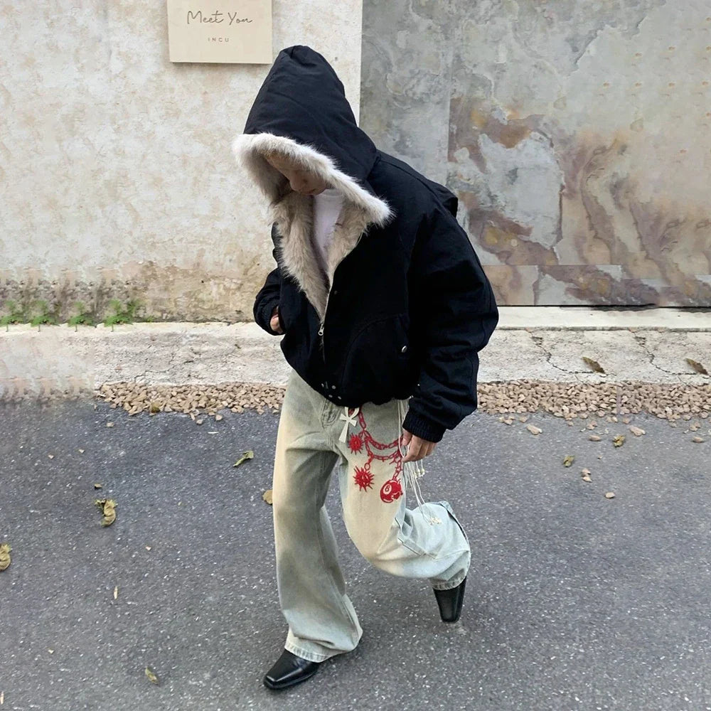 Streetwear Winter Cozy Heavy Plush Jacket