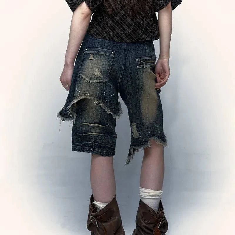 Vintage Grunge Ästhetik Abgenutzte Denim Jeans