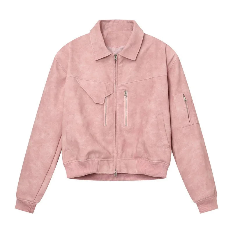 Veste en cuir rose dégradé pour homme