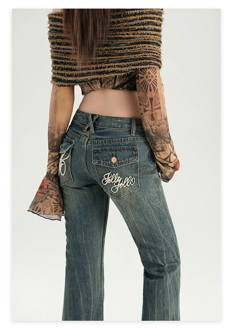 Stylish Flare Mid-Waist Stretch Jeans