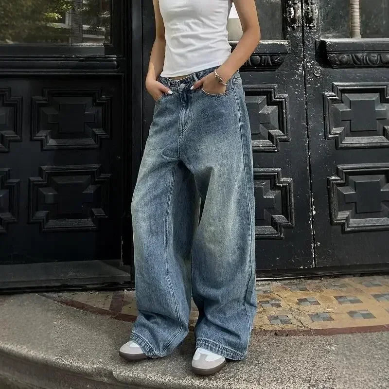 Vintage Washed Blue Wide Leg Jeans