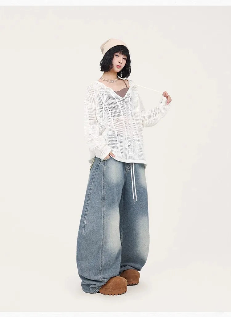 Blue Jazz Frayed Denim Long Jeans
