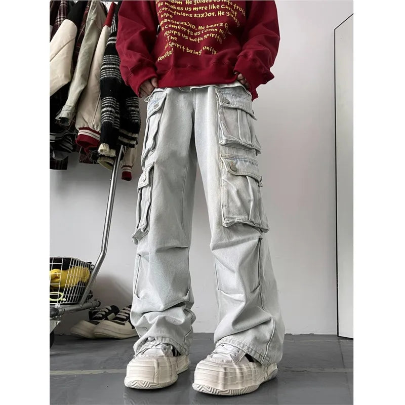 Men's Patchwork Straight Cargo Jeans