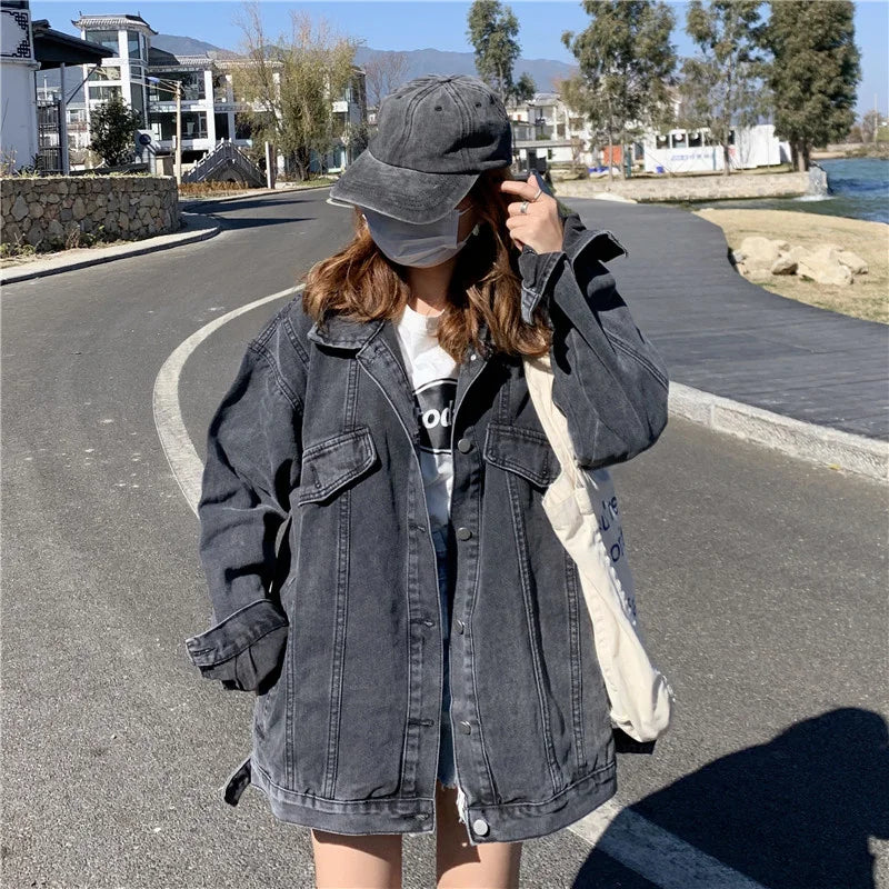Durable Loose Fit Coat Retro Denim Jacket