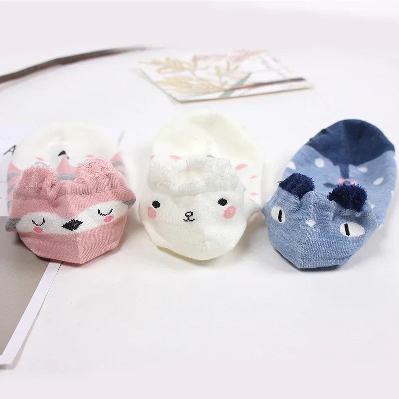 Cute Cartoon Animal Cotton Invisible School Socks