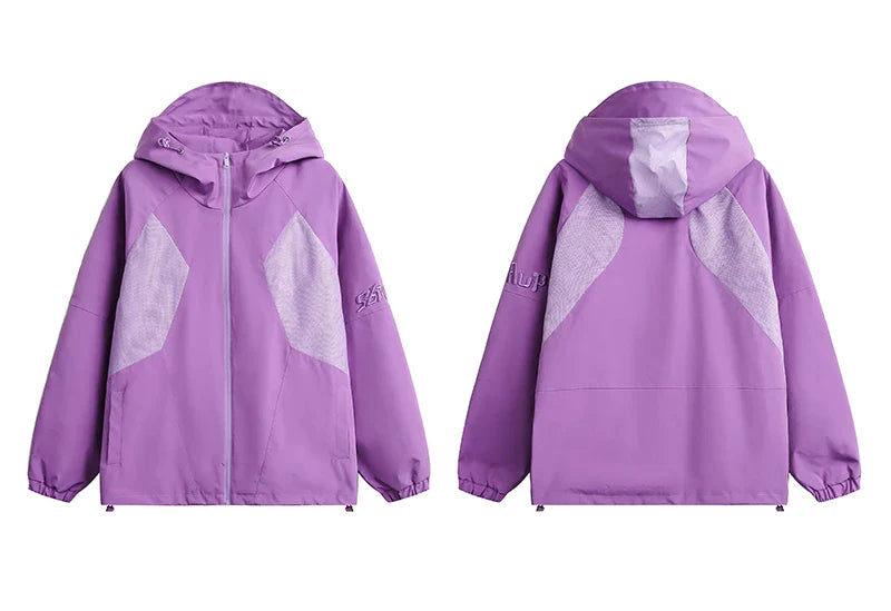 Patchwork Solid Thin Windbreaker Jacket
