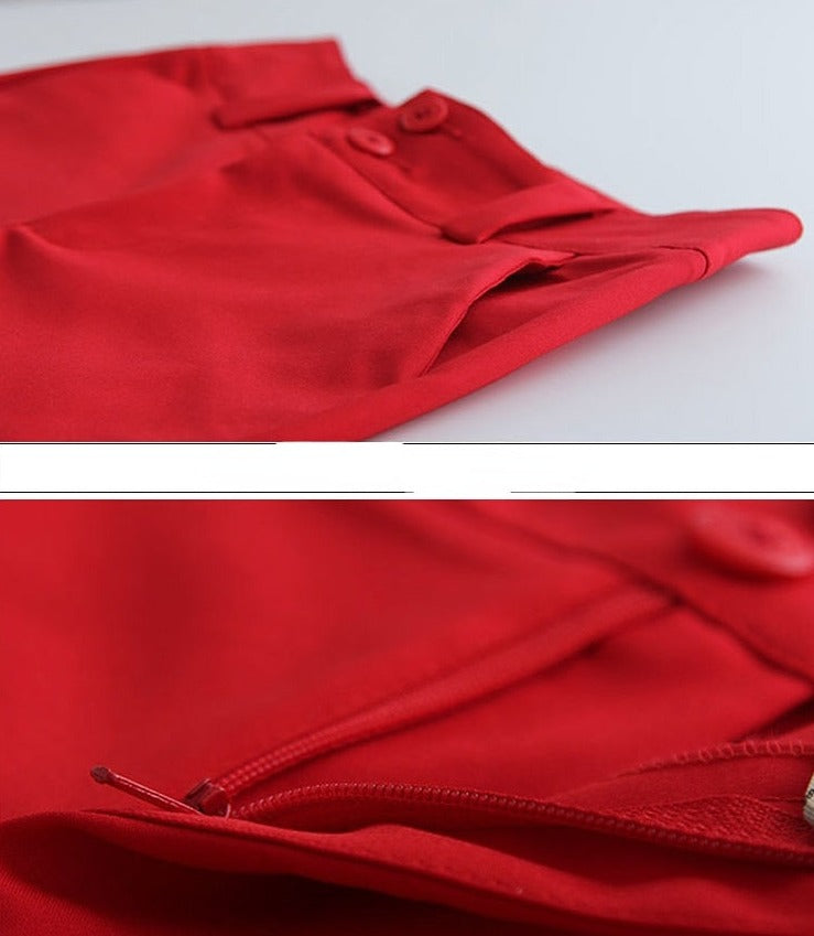 Pantaloncini a vita alta in poliestere con bottoni