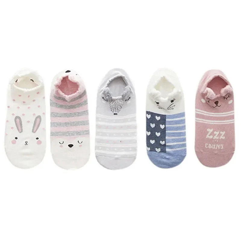 Cute Cartoon Animal Cotton Invisible School Socks