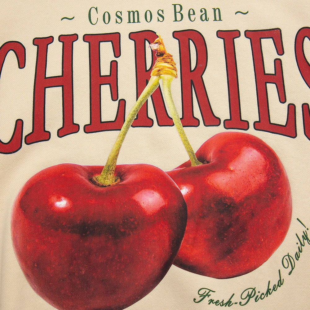 Cherries Print Casual Cotton Hoodie