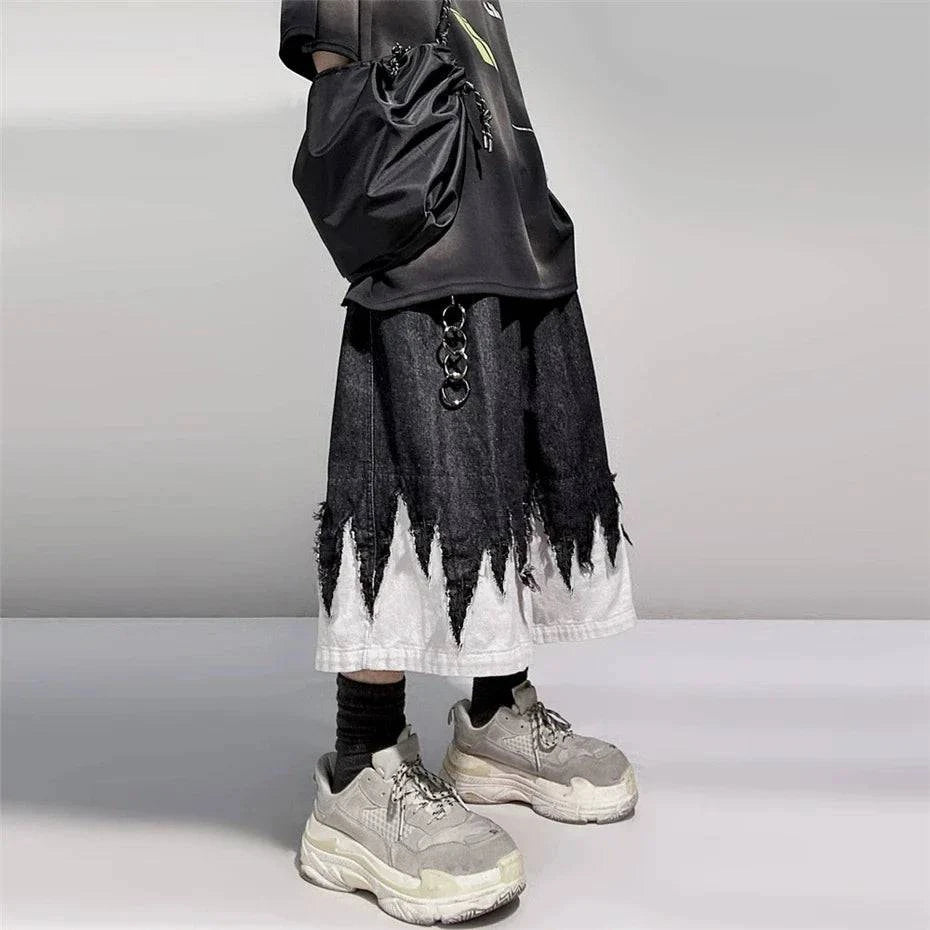 Vintage Patchwork Hip Hop Denim Jorts