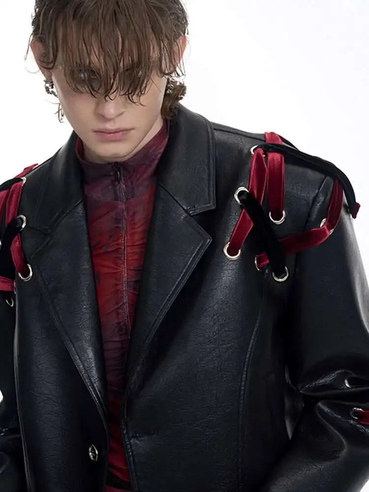 Everyday Essential Ribbon Design Leather Jacket
