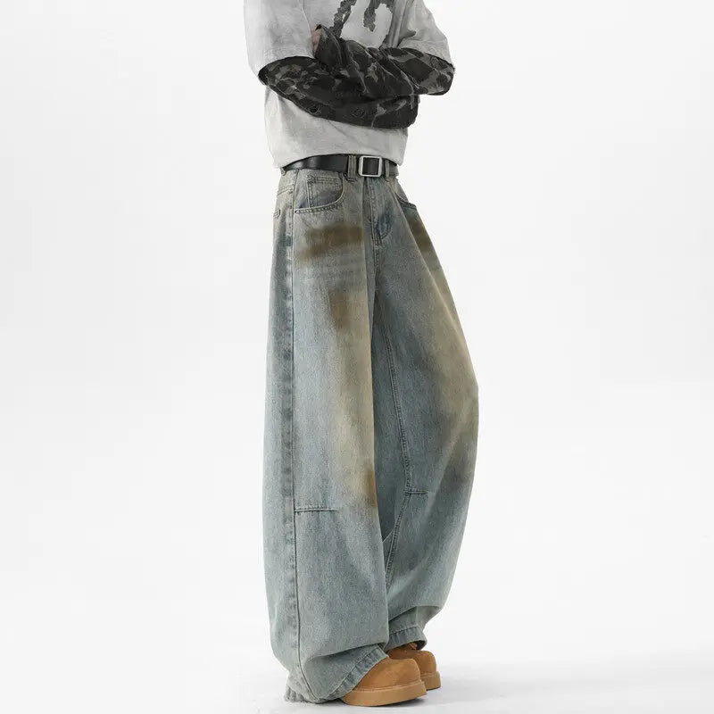 Baggy wijde vintage wash jeans