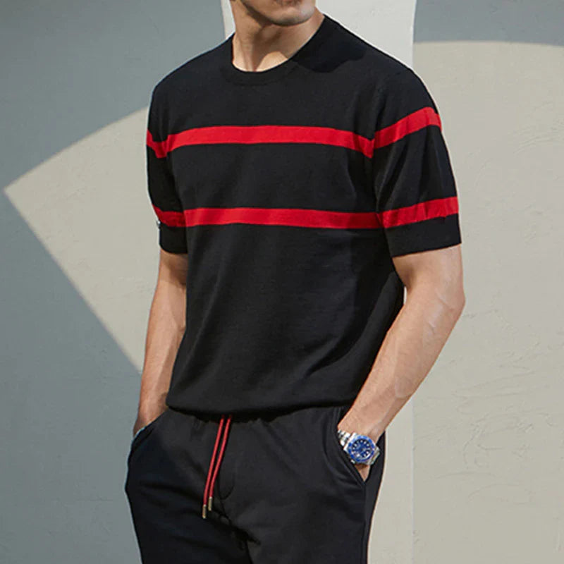Men's Cool Casual Luxury Knit O Neck Short T-Shirt