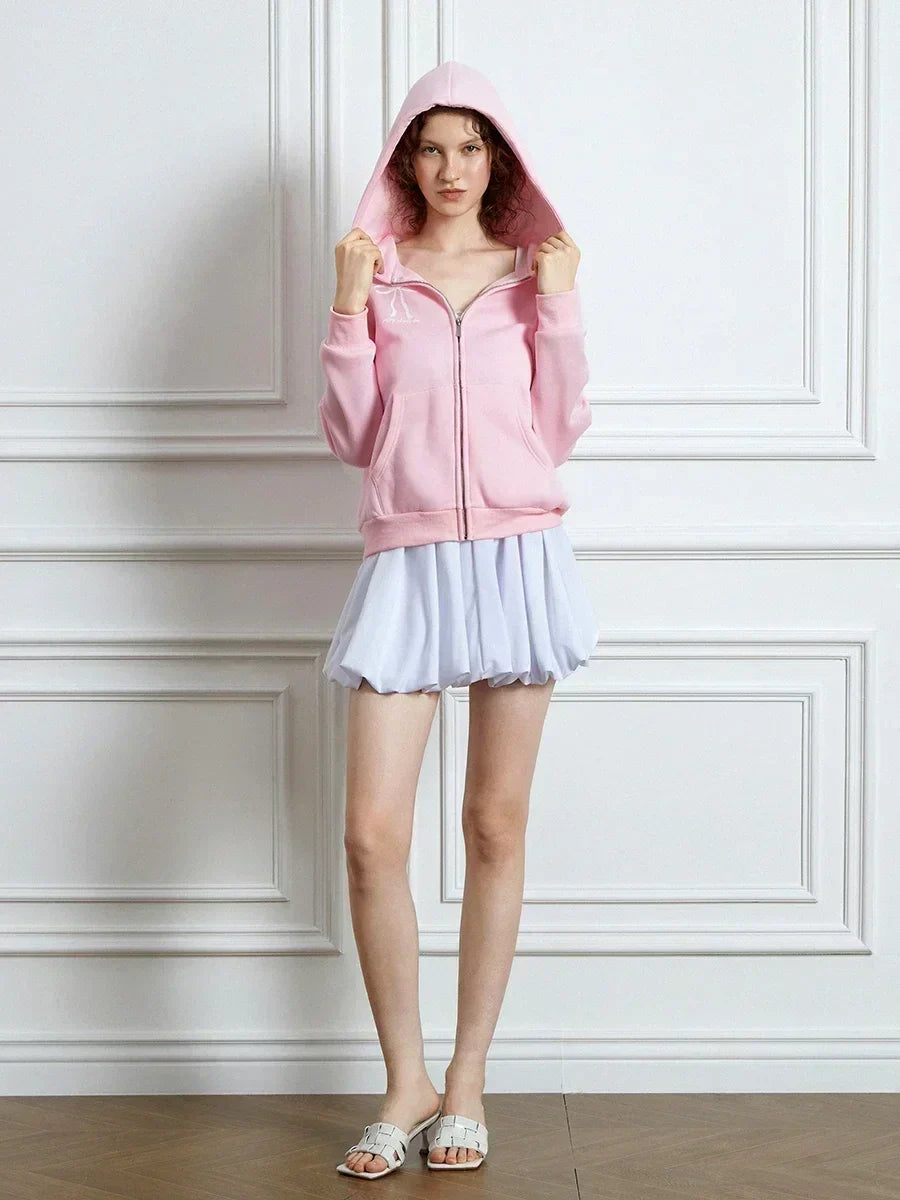 Women Pink Bow Print Long Sleeve Sweatshirt