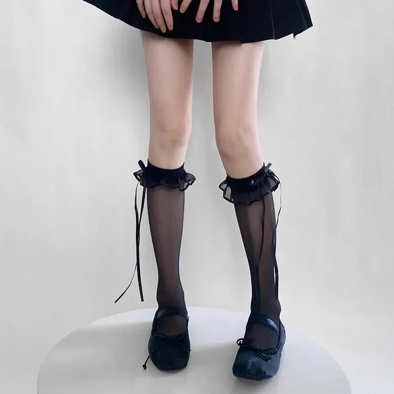 Coquette Thigh-High Lace-Up Fishnet