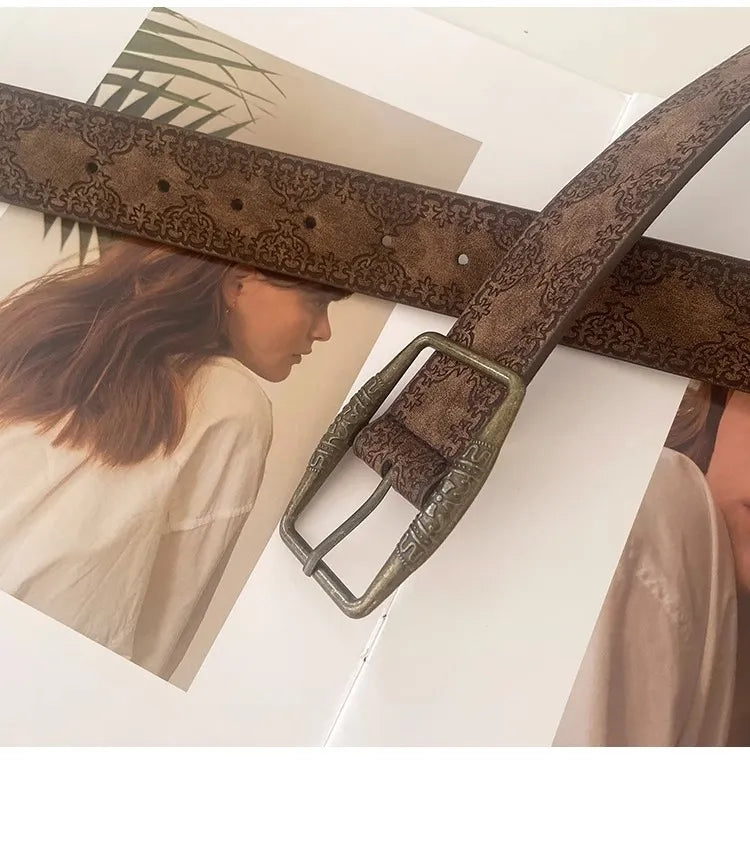 Y2K Washed PU Brown Belt