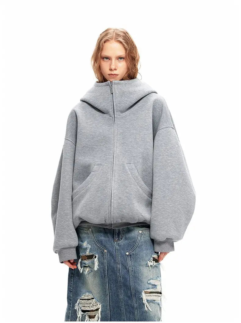 Women Cool Thick Oversize Zip-Up Sweatshirt