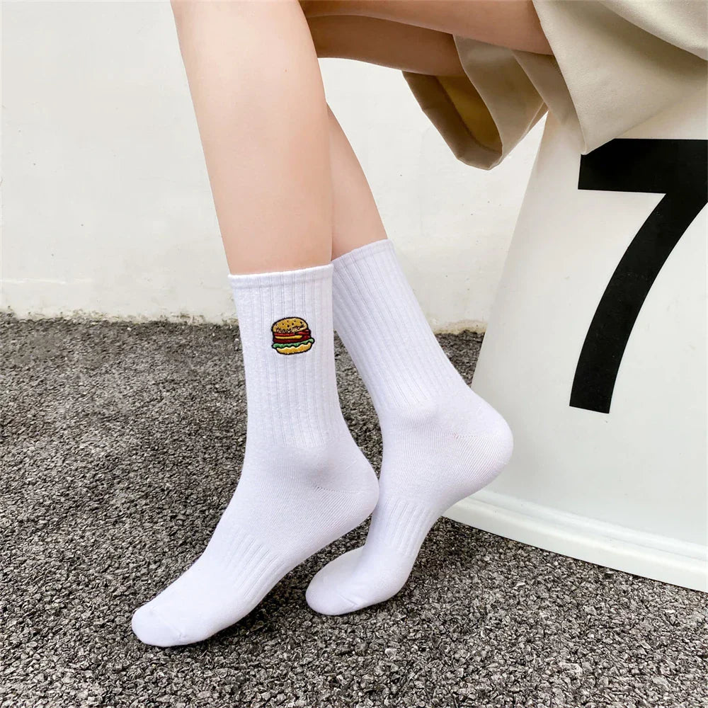 Cozy Embroidered Funny Winter School Socks
