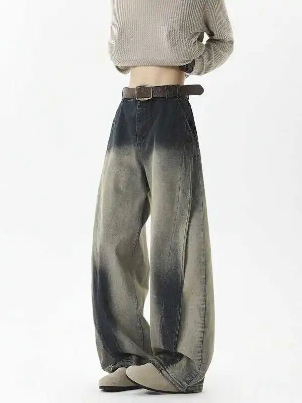 Blauwe casual jeans met hoge taille en wijde pijpen