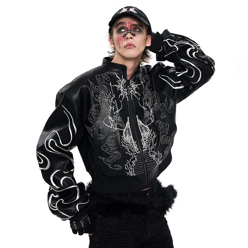 Personalized Pattern Printed Motorcycle Leather Jacket