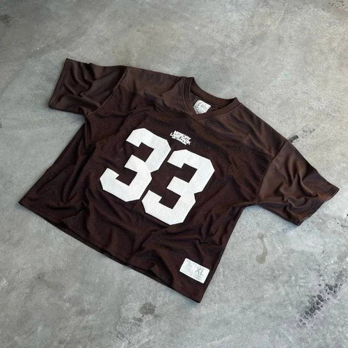 Camisa de Treino Unissex Retrô Y2K 33 em Mesh - Latte queimado / S