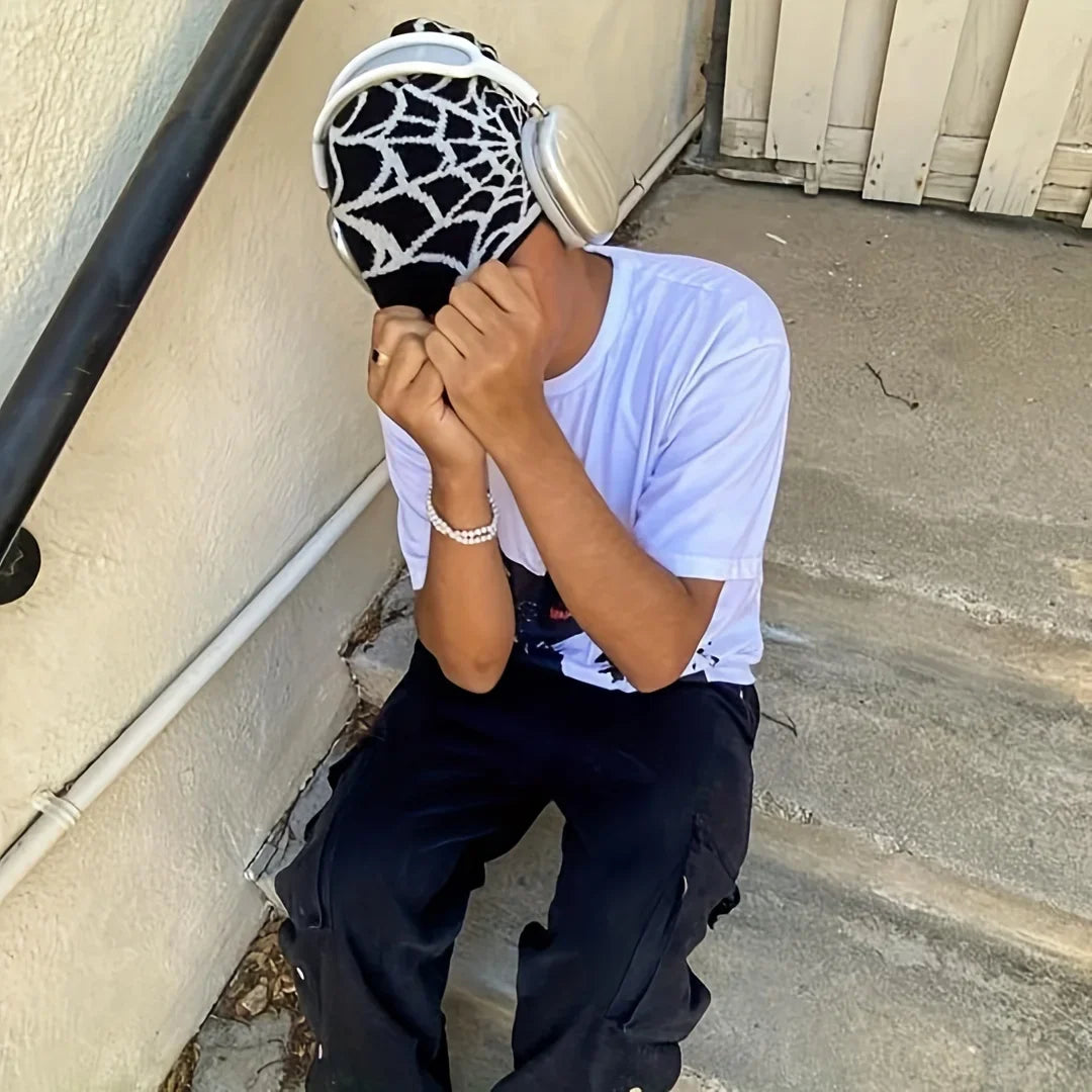 Y2K Gothic Spider Web Beanie