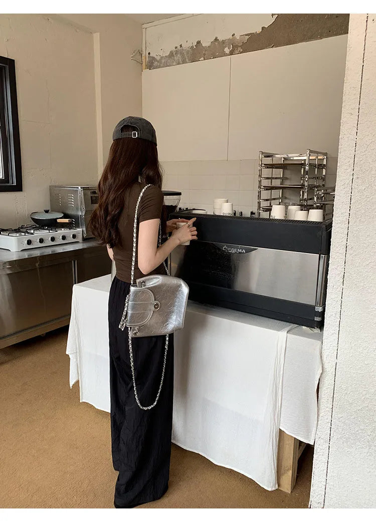 기본 크루넥 크롭 탑