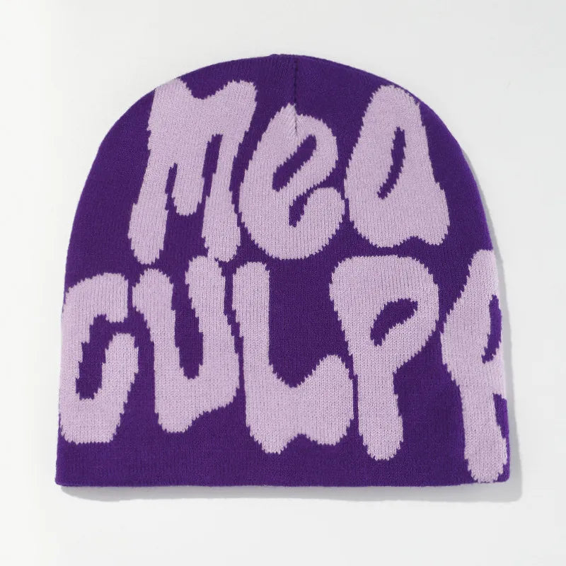 Knitted Letter Print Beanie