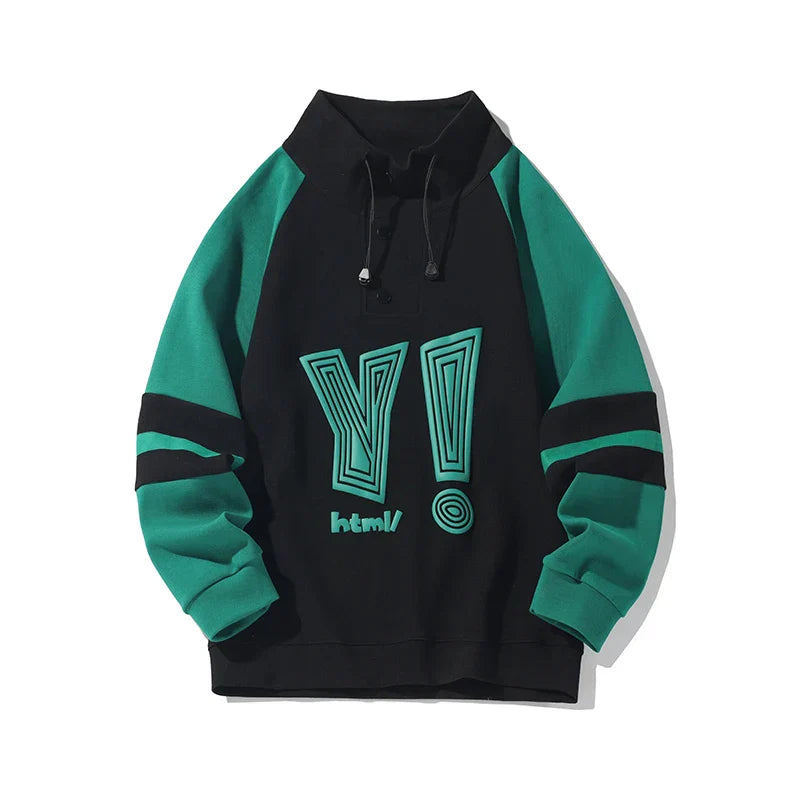 Contrast Color Patchwork Pullover Sweatshirt