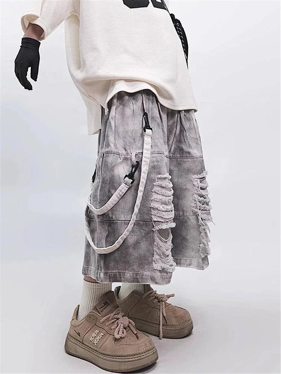 Vintage Streetwear Ripped Hole Denim Jorts