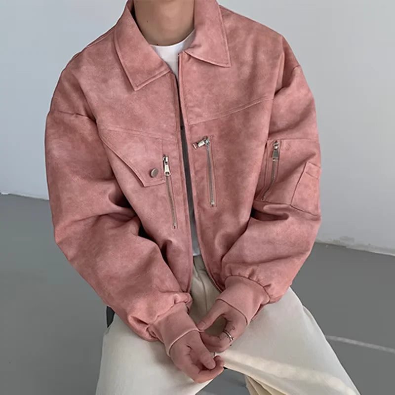 Veste en cuir rose dégradé pour homme