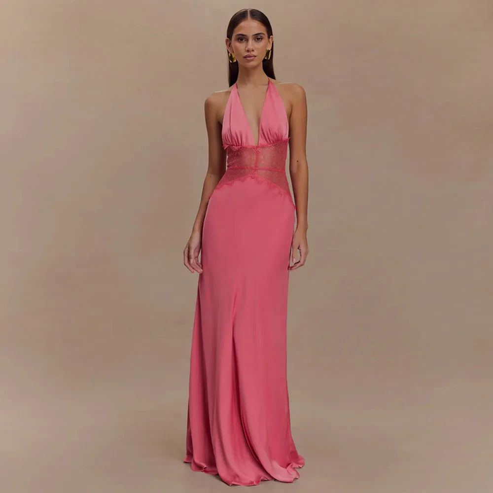Backless Halter Maxi Dress