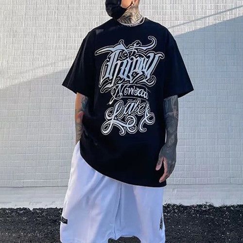Camiseta Casual Estampada Respirável Estilo Hip Hop - Preto / S