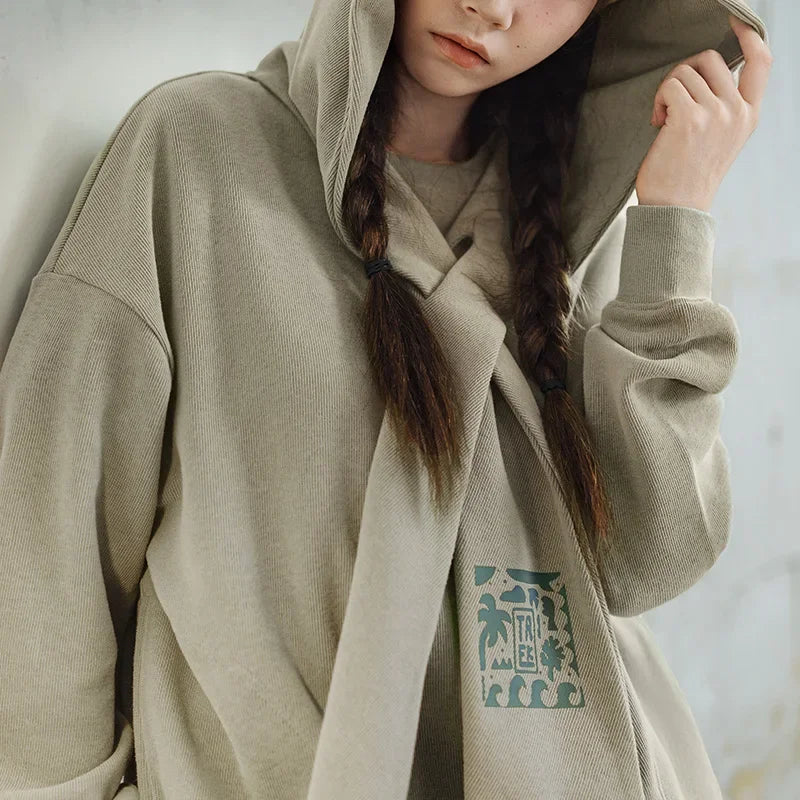 Trek Theme Print Cape Style Sweatshirt