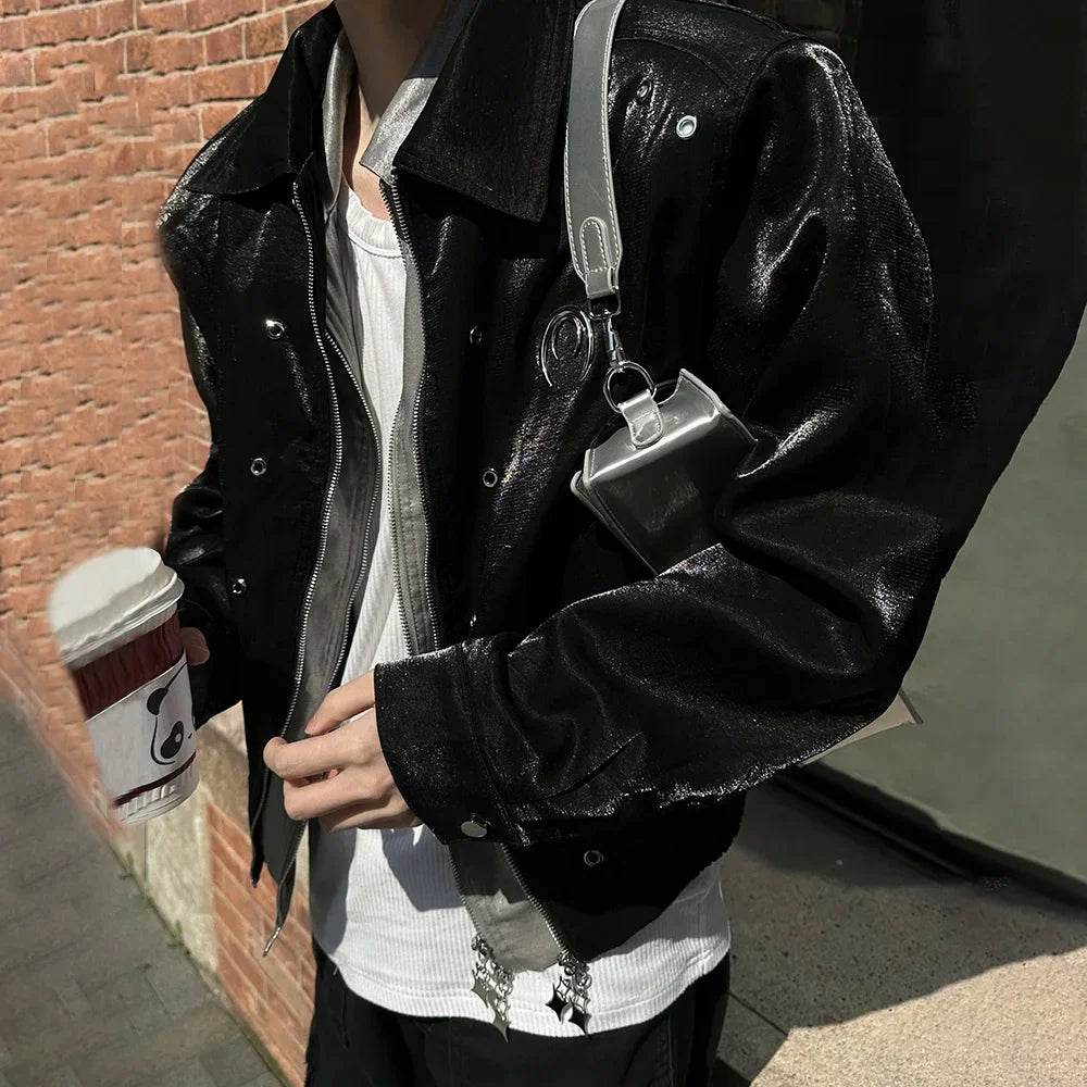 Origin Glossy Faux Leather Motorcycle Jacket