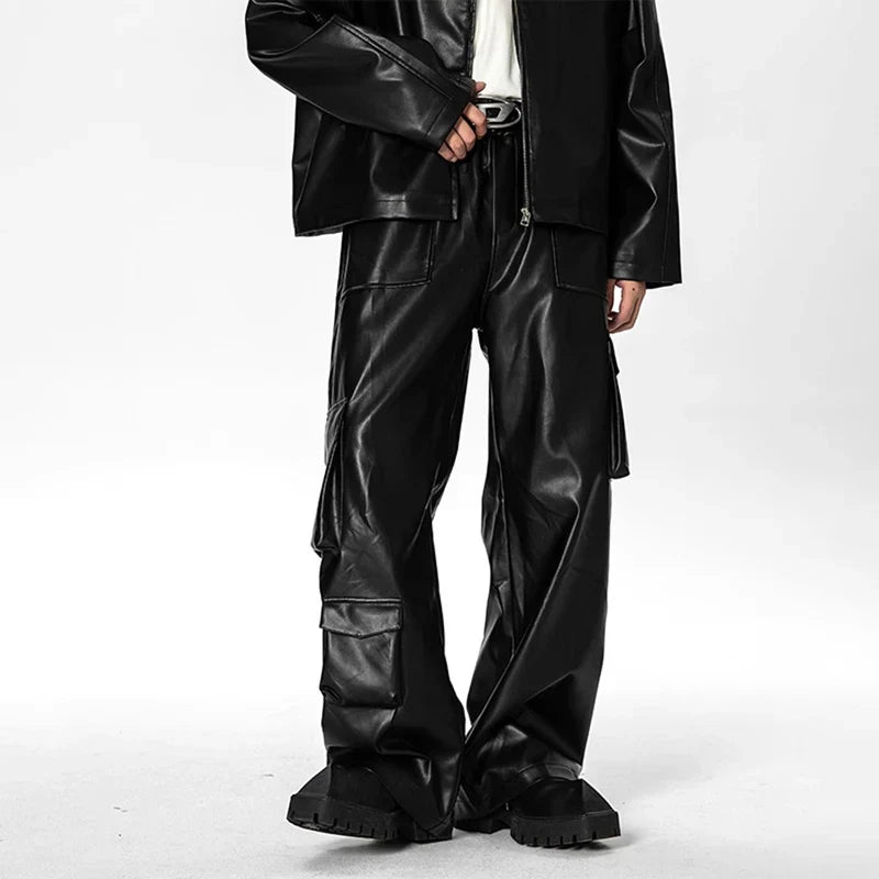 Vintage Punk Leather Cargo Pants