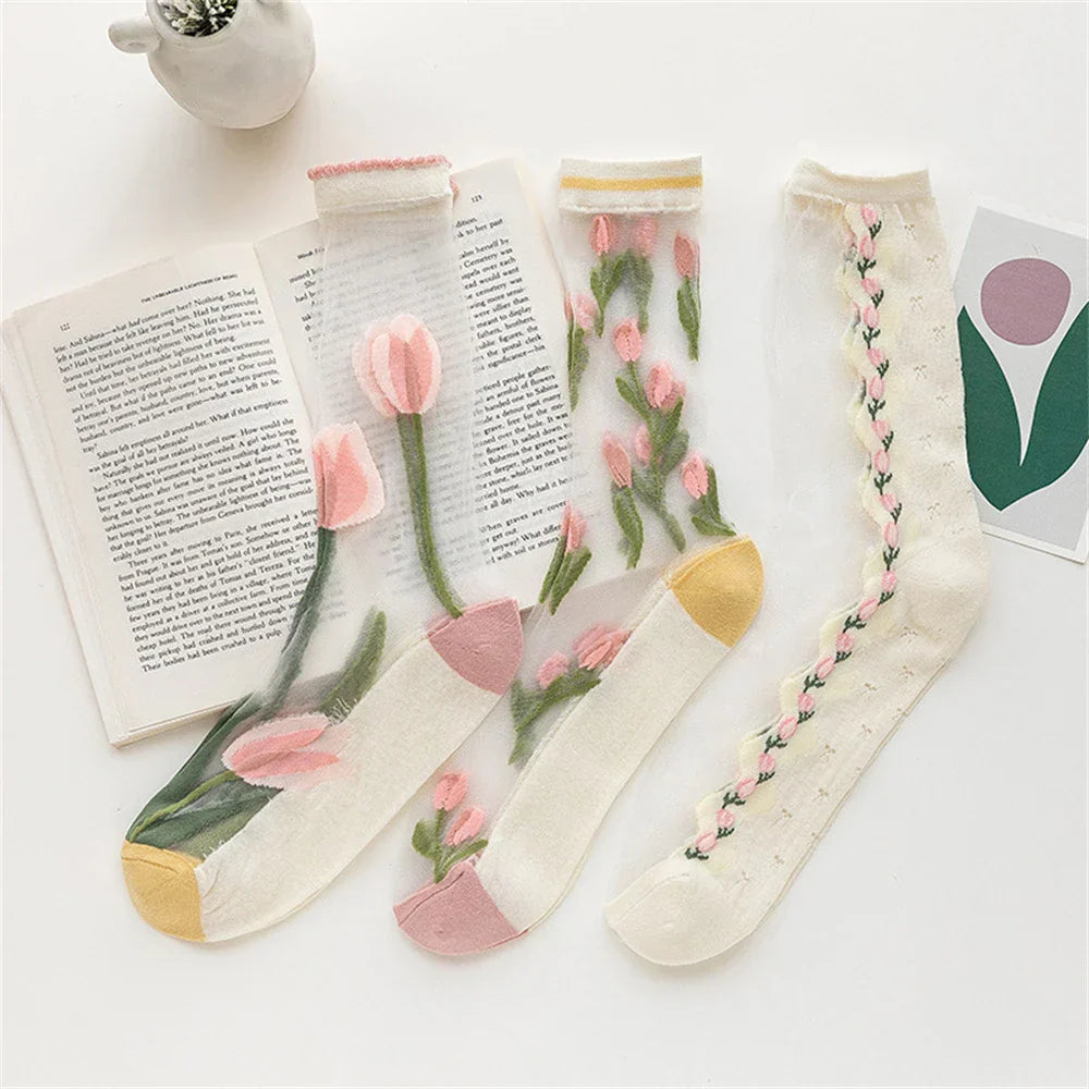 Ultra Chic Summer Crystal Silk Socks