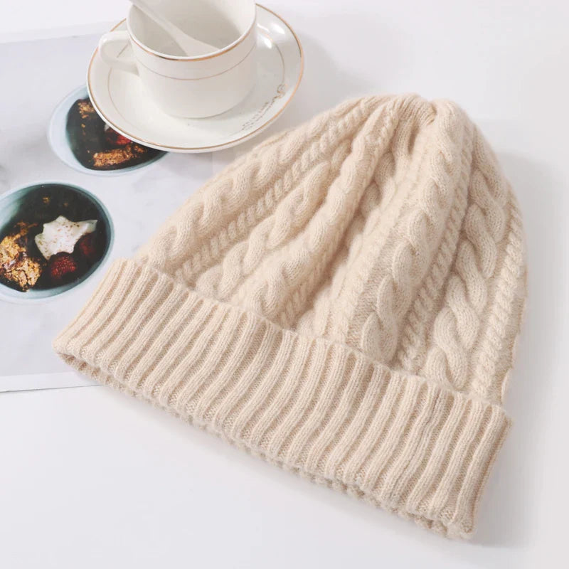 Wool Cashmere Bonnet Beanie