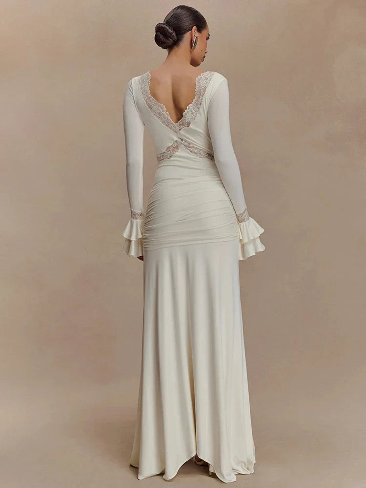 Draped Tie Front Maxi Dress
