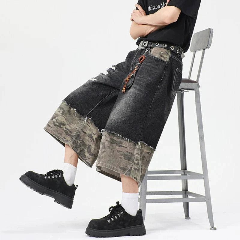 Jorts courts amples à imprimé camouflage tendance