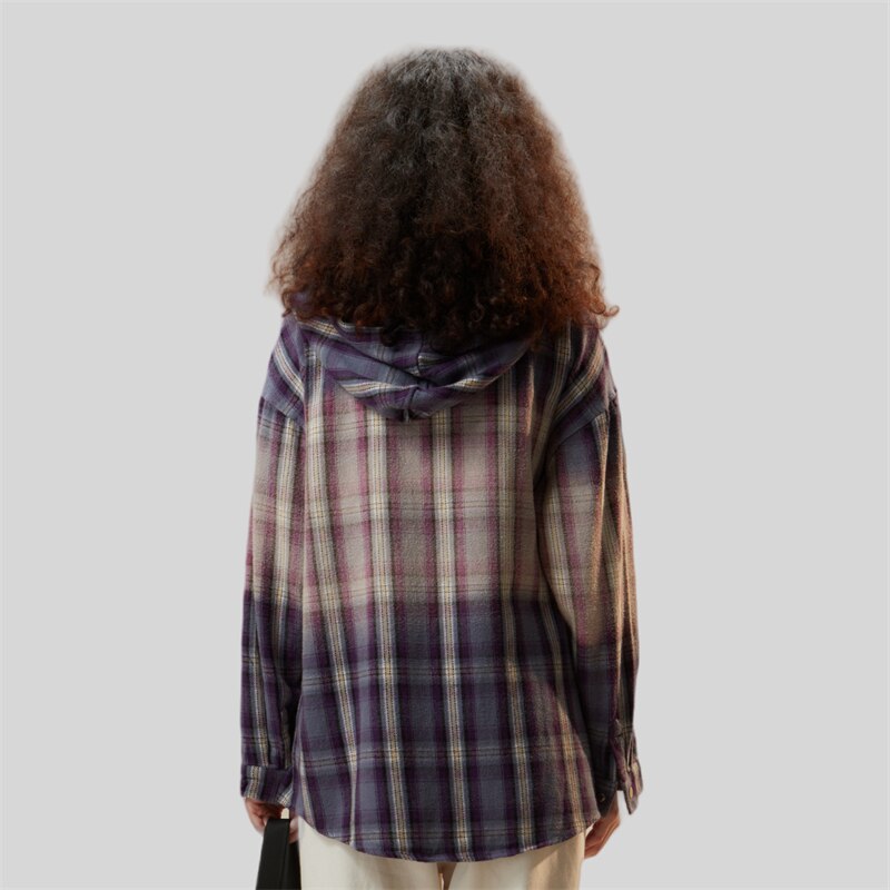 Camisa con capucha y degradado a cuadros vintage