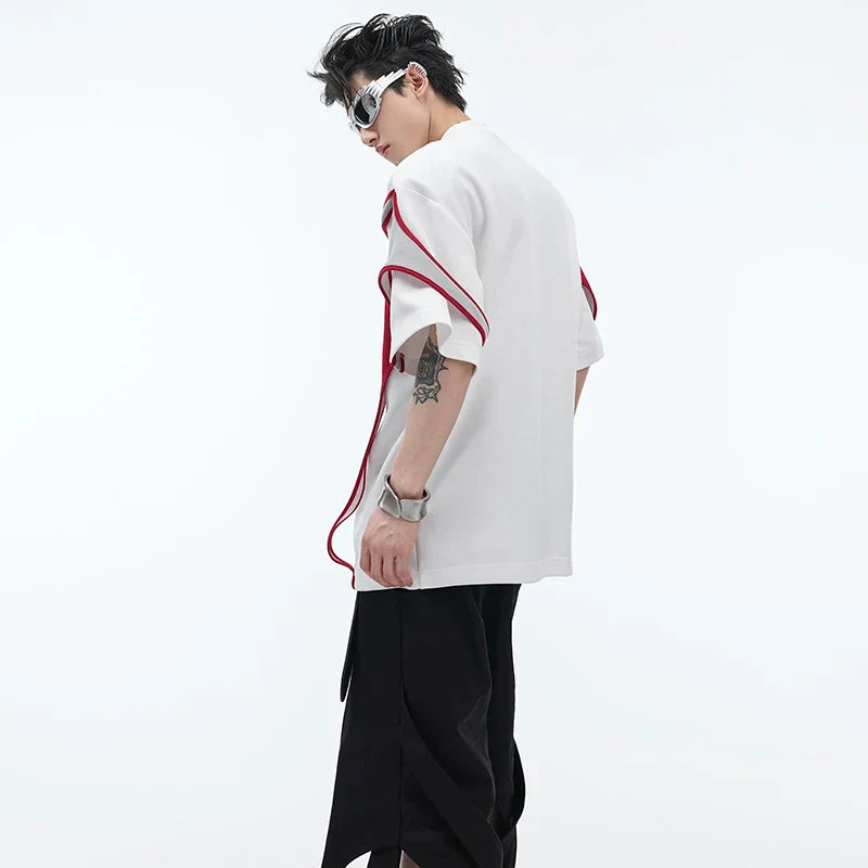 Men Streetwear Color Contrast Splicing Design T-Shirt