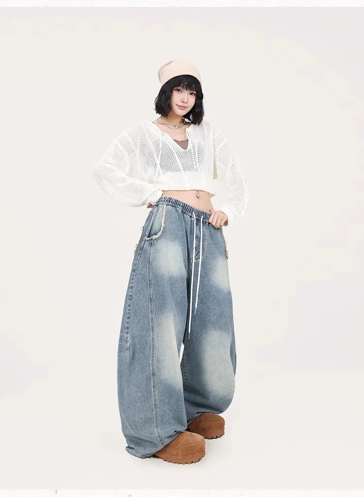 Blue Jazz Frayed Denim Long Jeans