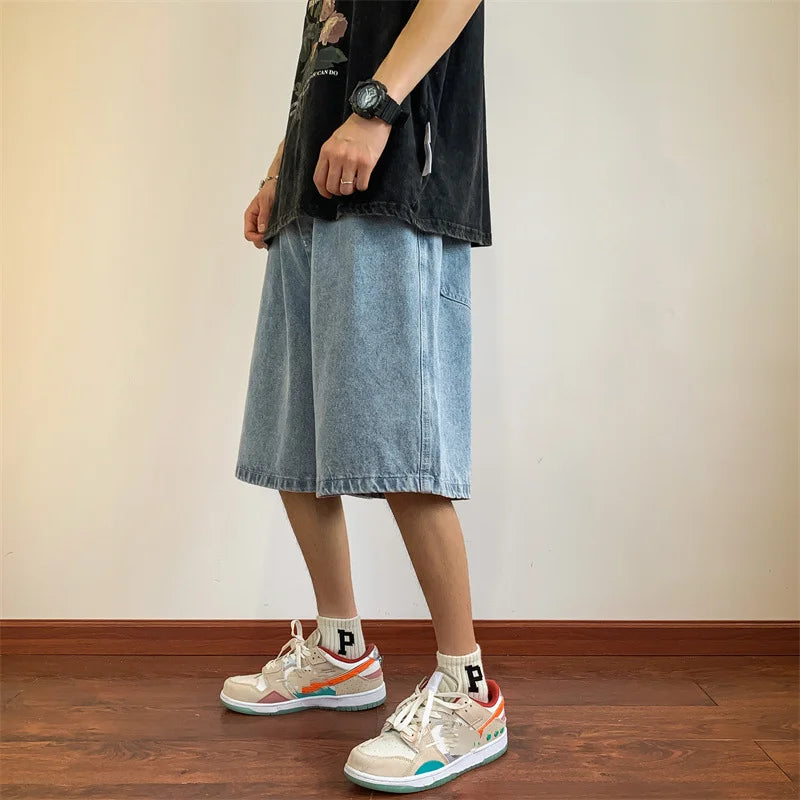 Koreaanse retro baggy denim shorts jeans