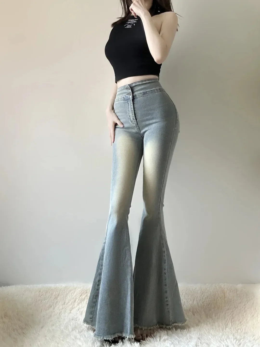 Women Flattering Stretch Flare Jeans